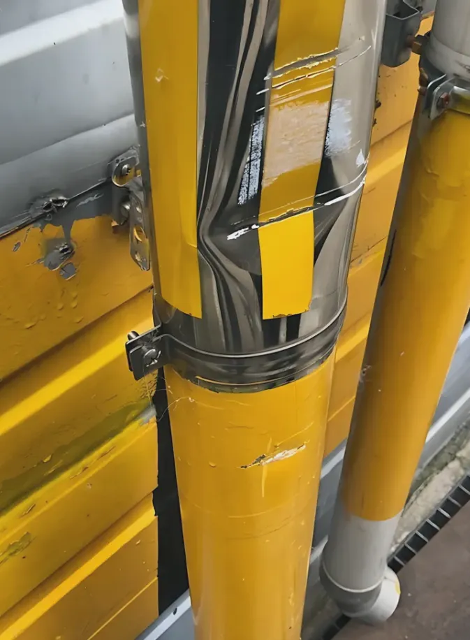 현장 우수관 외벽배관 용접 시공 사진 1